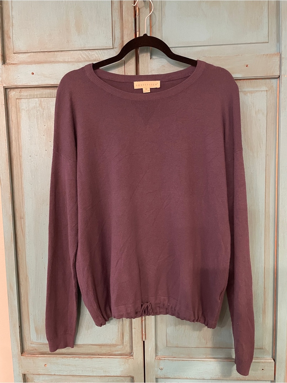 lovestitch Plum Crewneck Drawstring Hem Sweater
